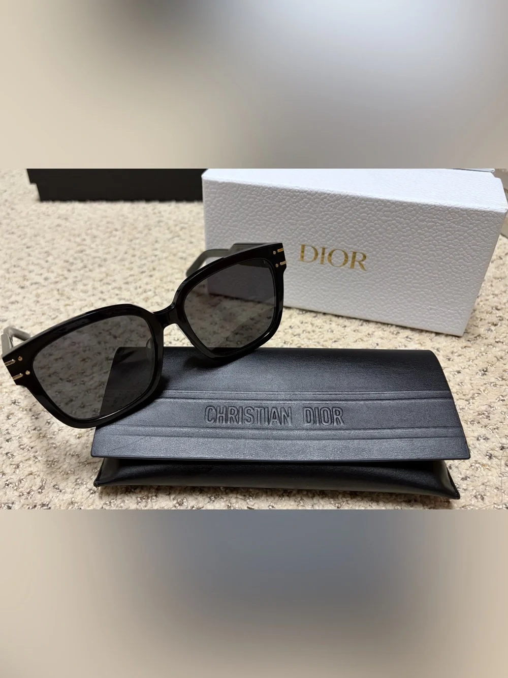 Black Women's Sunglasses with Gold Accents, new with box
